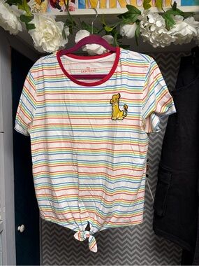 The Lion King Rainbow Stripe Tie-Front Tee - Junior Sizing